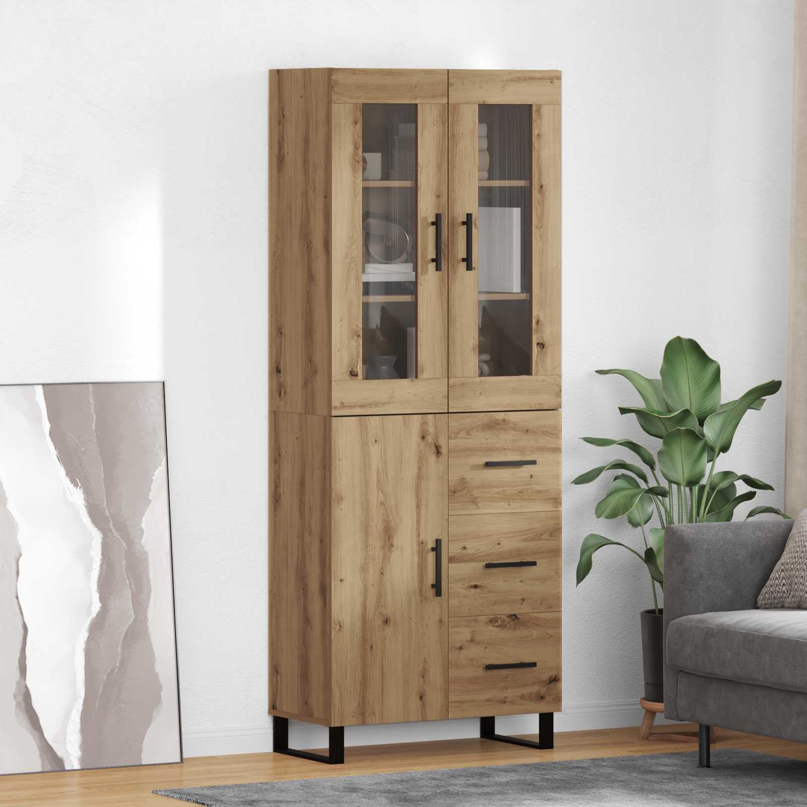Highboard 2 pcs Crafted oak Engineered wood