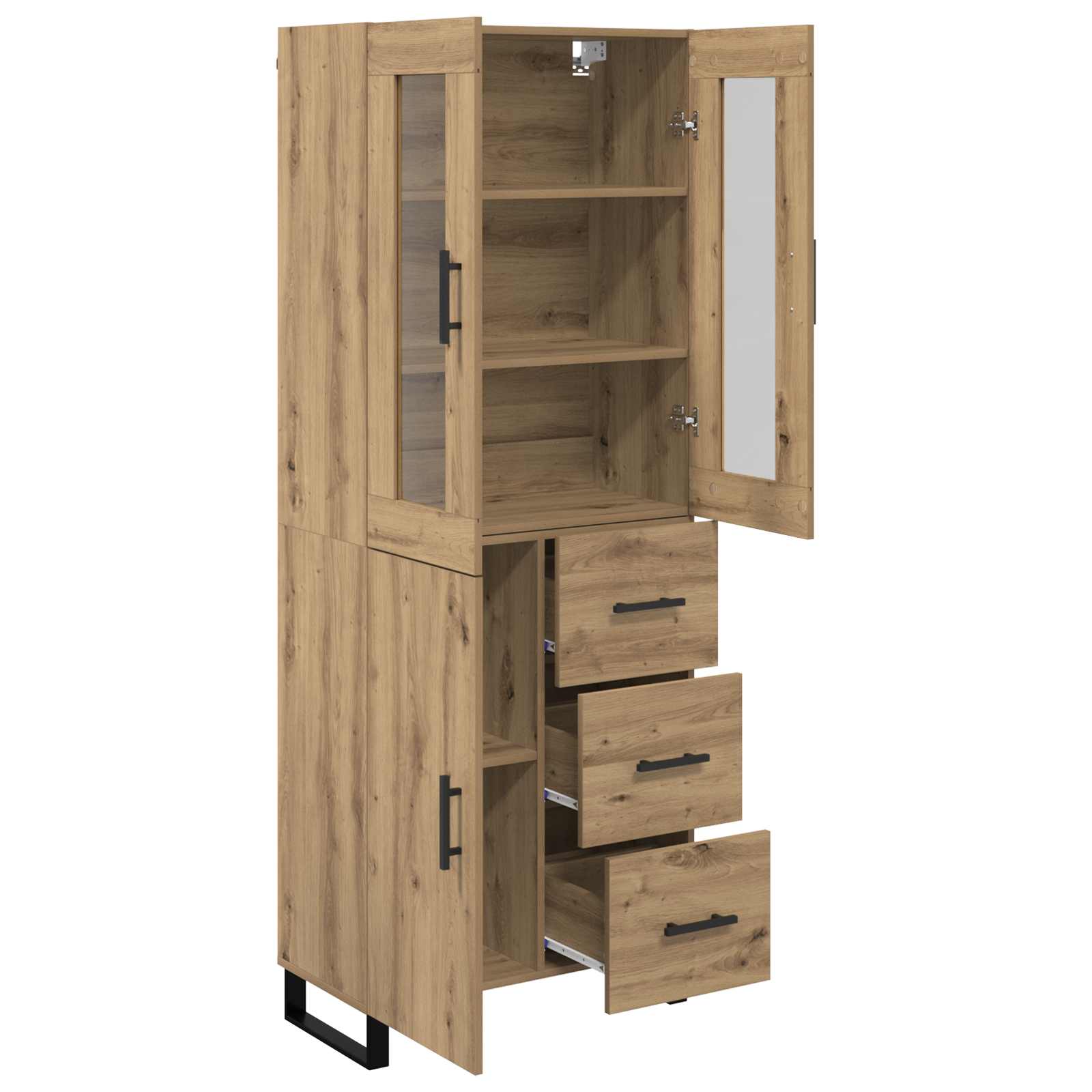 Highboard 2 pcs Crafted oak Engineered wood