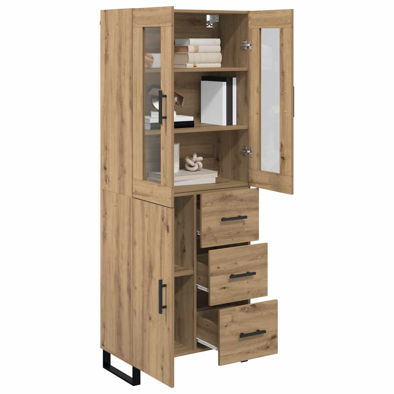 Highboard 2 pcs Crafted oak Engineered wood