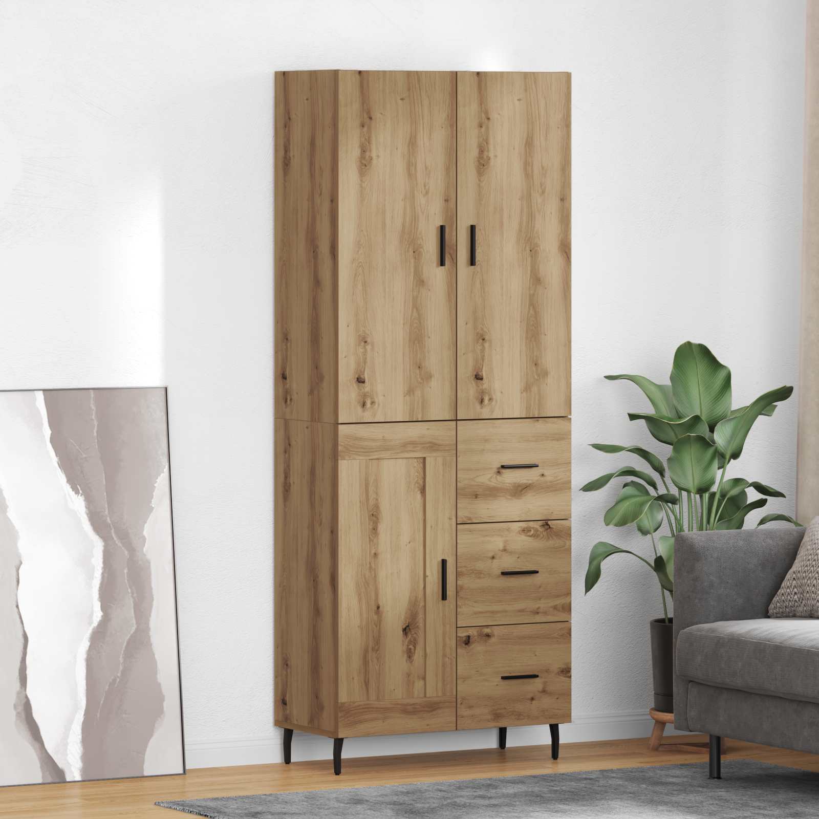 Aukštas spintelė 2 pcs Amatininkų ąžuolas 69,5 x 34 x 180 cm