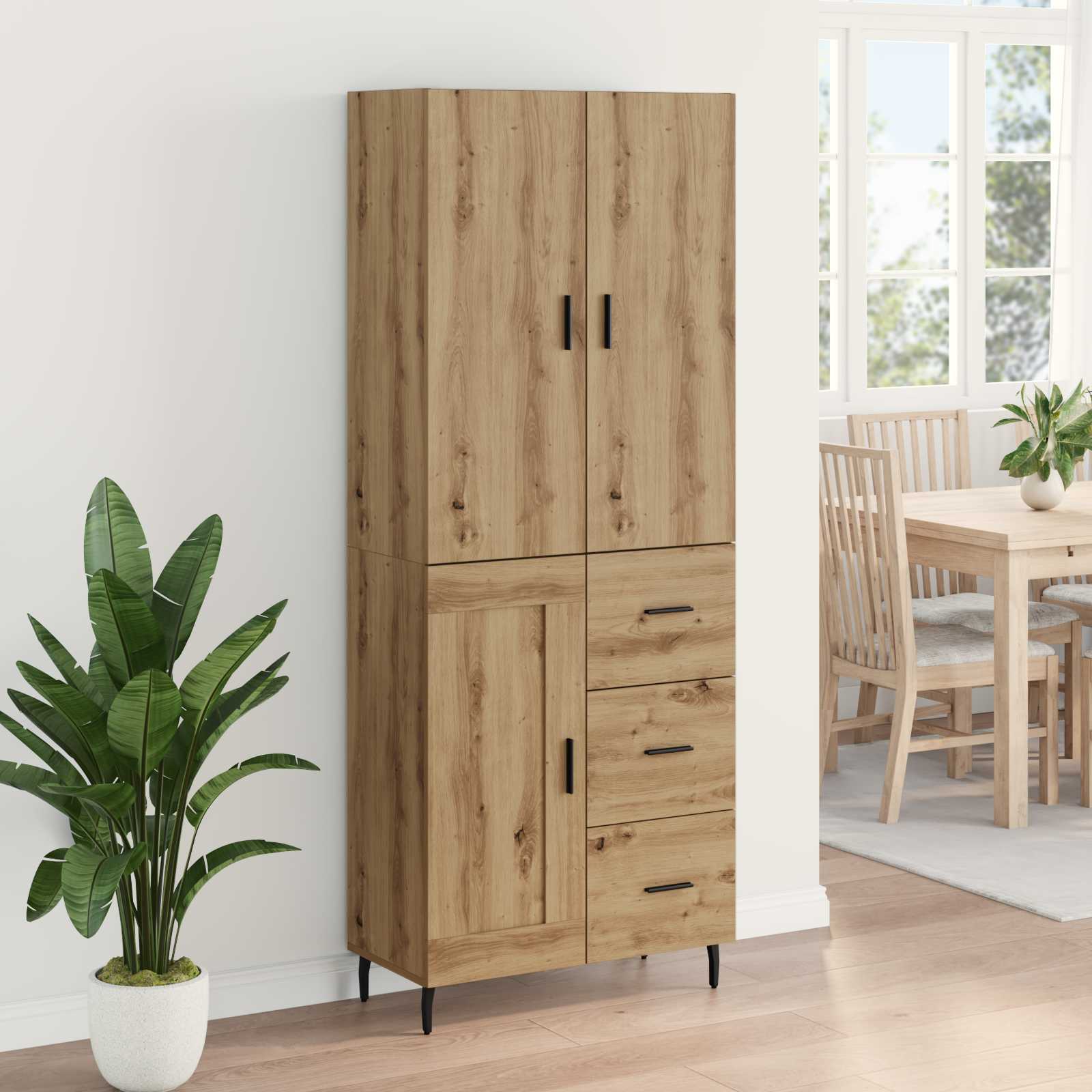 Aukštas spintelė 2 pcs Amatininkų ąžuolas 69,5 x 34 x 180 cm