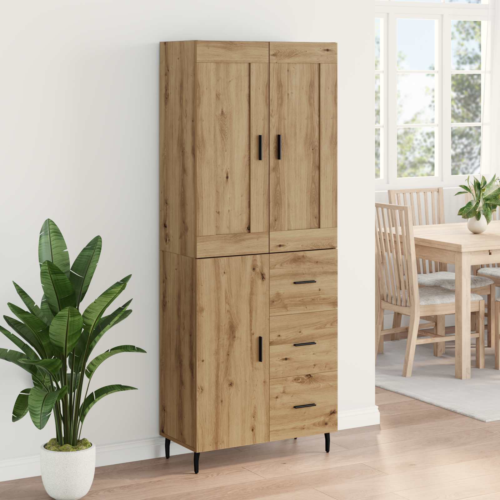 Aukštas spintelė 2 pcs Amatininkų ąžuolas 69,5 x 34 x 180 cm