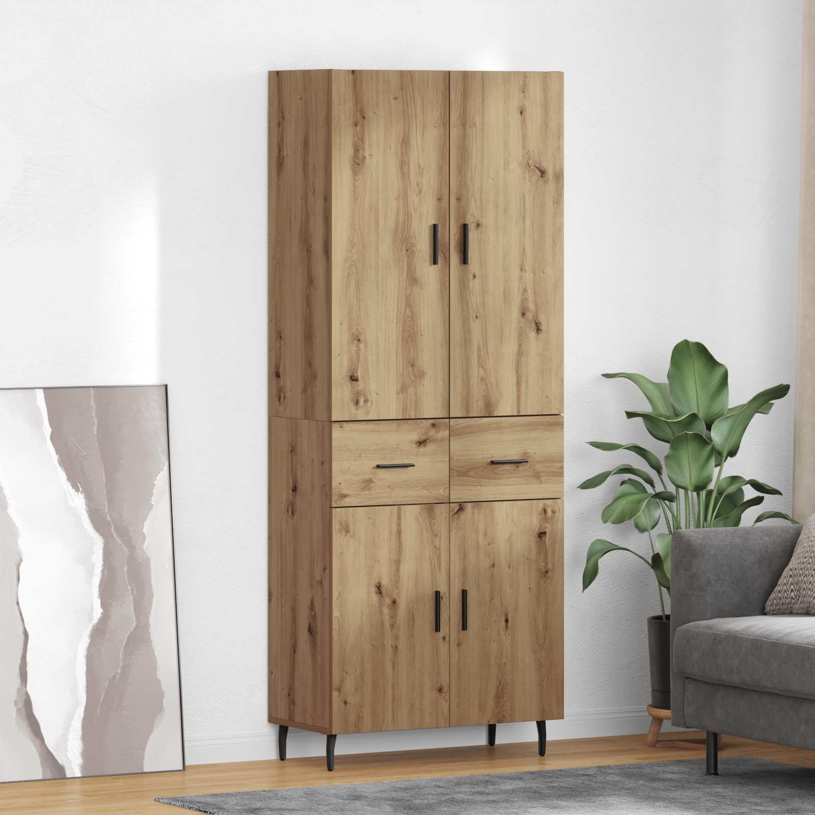 Aukštas spintelė 2 pcs Amatininkų ąžuolas 69,5 x 34 x 180 cm