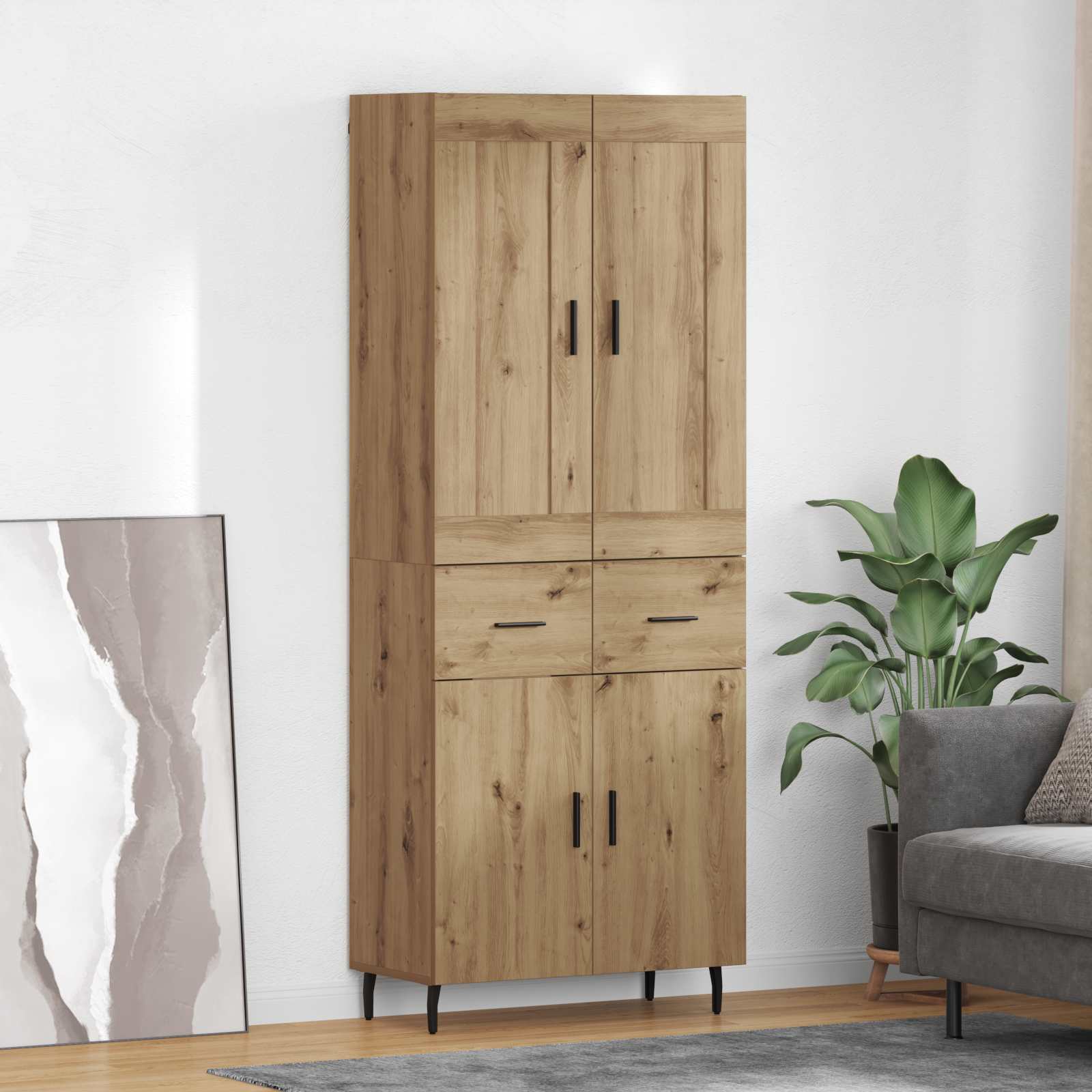 Aukštas spintelė 2 pcs Amatininkų ąžuolas 69,5 x 34 x 180 cm