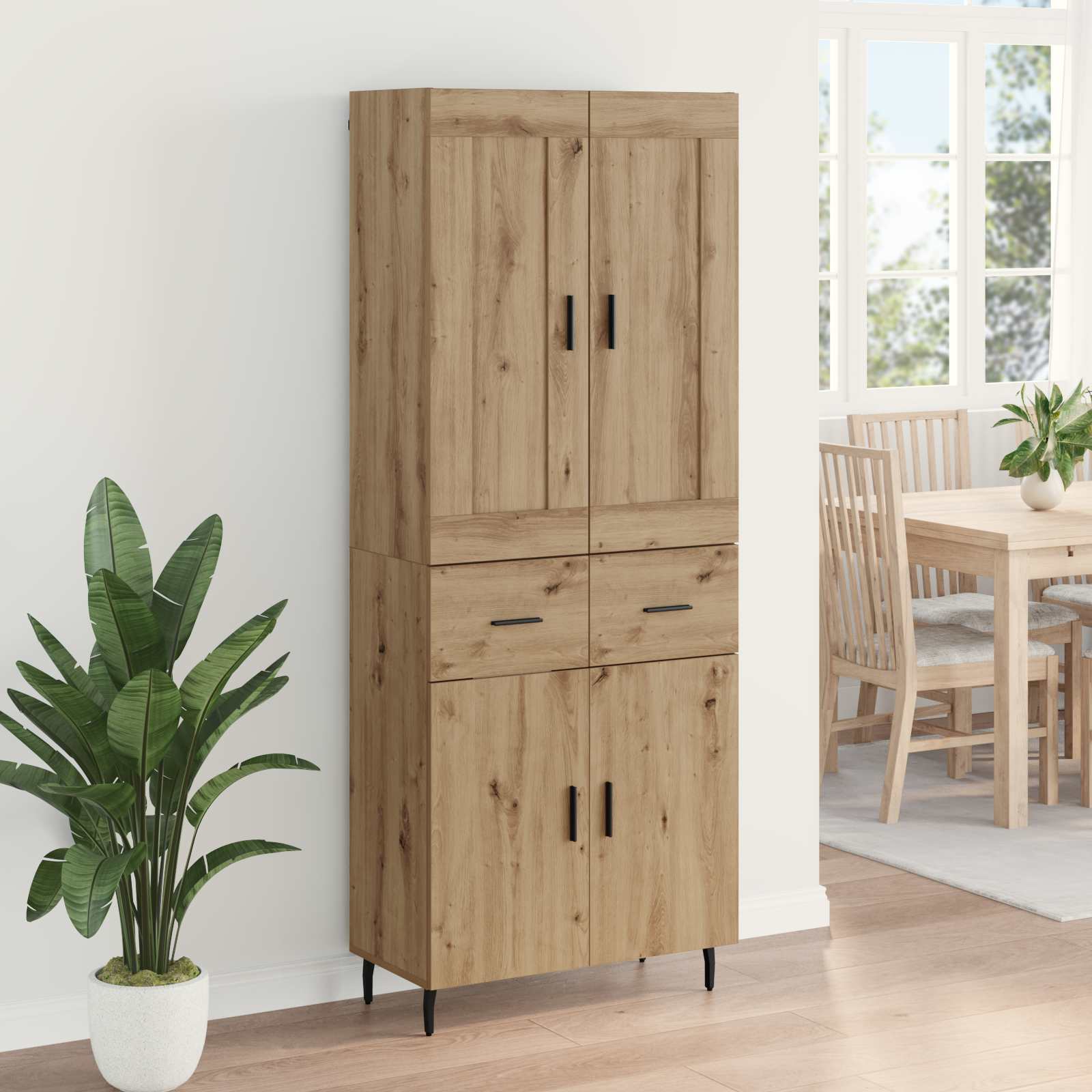 Aukštas spintelė 2 pcs Amatininkų ąžuolas 69,5 x 34 x 180 cm