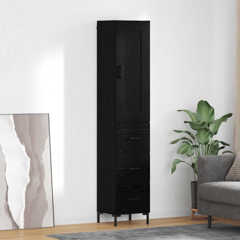 Augsts skapītis ar atvilktni Melns ozols 34,5 x 34 x 180 cm