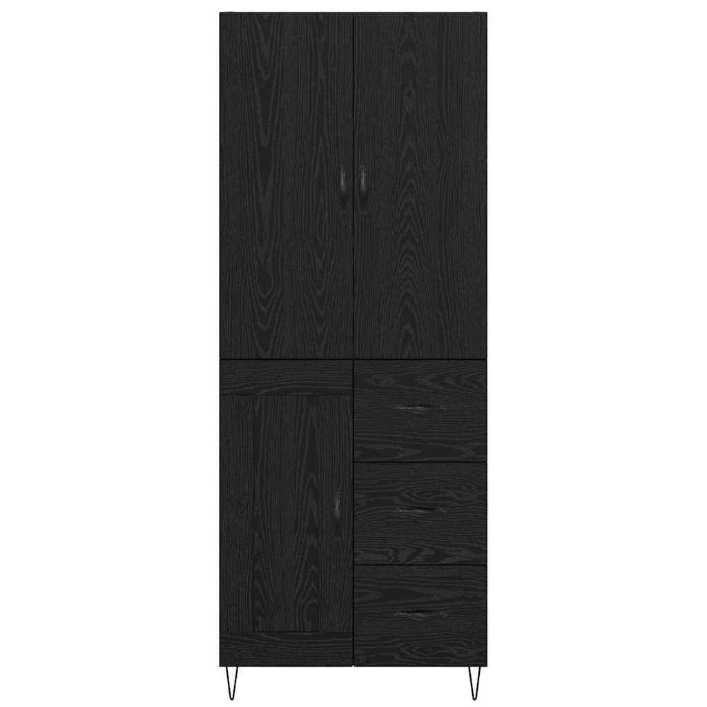 Highboard 2 pcs Black oak Engineered wood