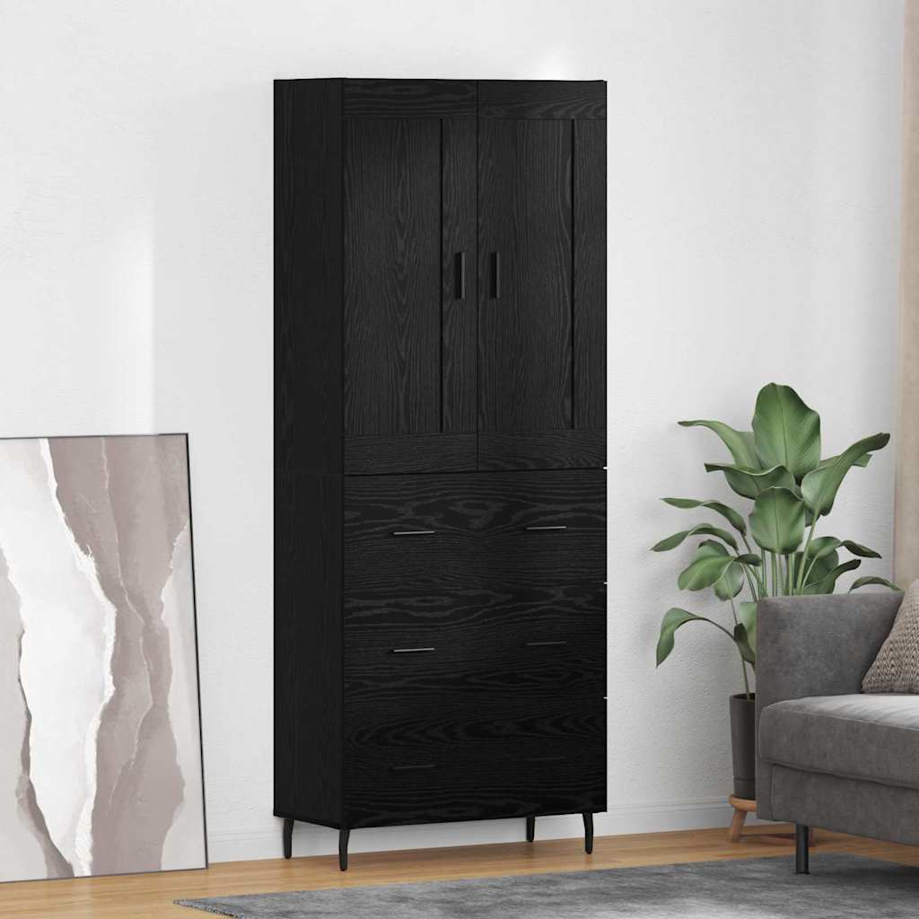 Augsts skapītis 2 gab. Melns ozols 69,5 x 34 x 180 cm