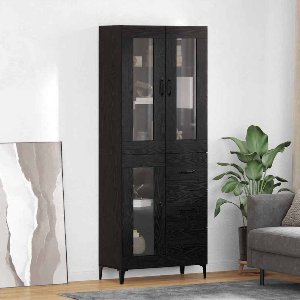 Highboard with Drawer Black Oak 69.5 x 34 x 180 cm