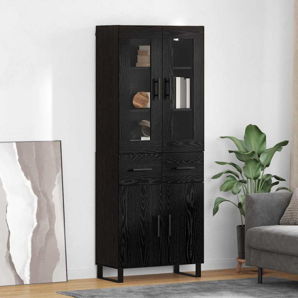 Highboard with Drawer Black Oak 69.5 x 34 x 180 cm