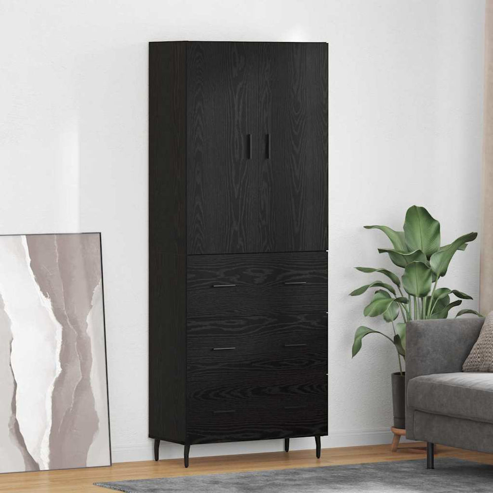 Highboard 2 pcs black oak 69.5 x 34 x 180 cm