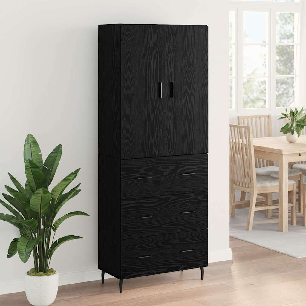 Highboard 2 pcs black oak 69.5 x 34 x 180 cm