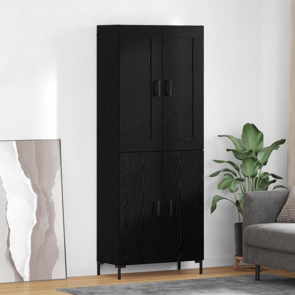 Highboard 2 pcs Black oak Engineered wood