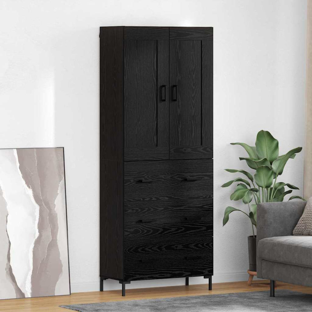 Highboard with Drawer Black Oak 69.5 x 34 x 180 cm