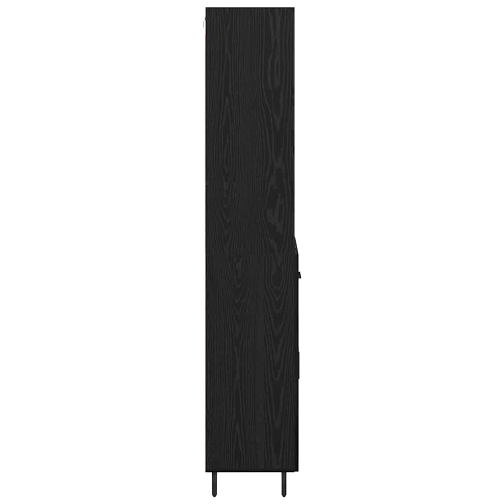 Augsts kumodes skapis ar atvilktni, melns ozols 69,5 x 34 x 180 cm