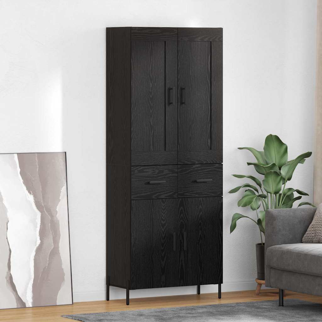 Aukštas spintelė 2 pcs Juodas ąžuolas 69,5 x 34 x 180 cm
