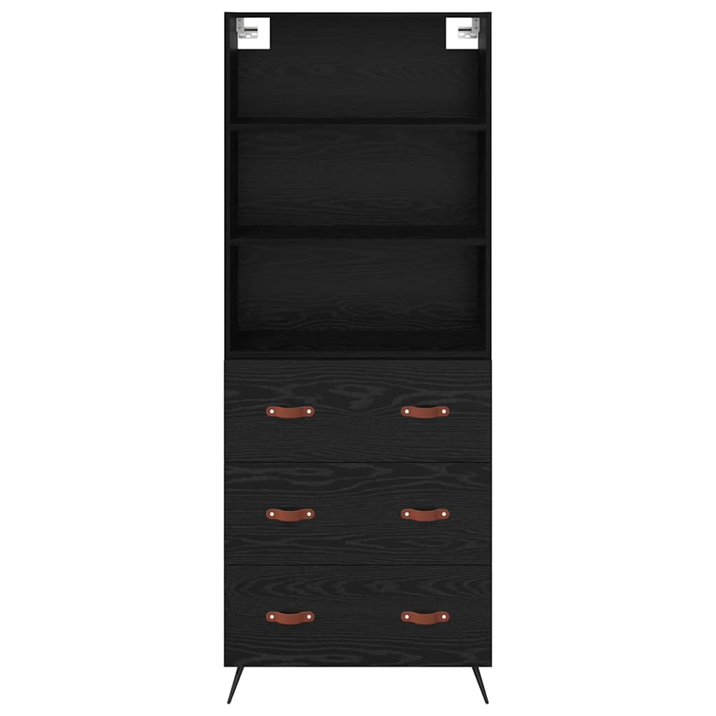 Aukštas spintelė 2 pcs juoda ąžuolo 69,5 x 34 x 180 cm