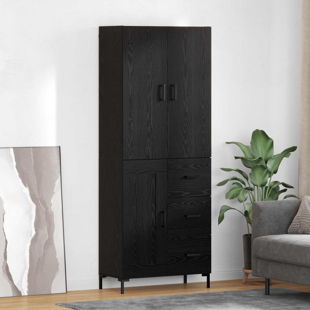 Highboard with Drawer Black Oak 69.5 x 34 x 180 cm