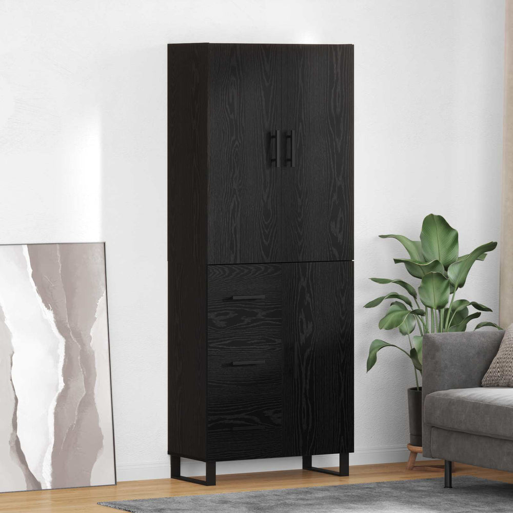 Tall cabinet with 2 drawers Black oak