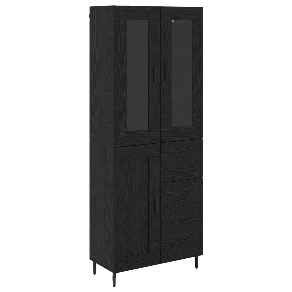 Tall cabinet with 2 drawers Black oak