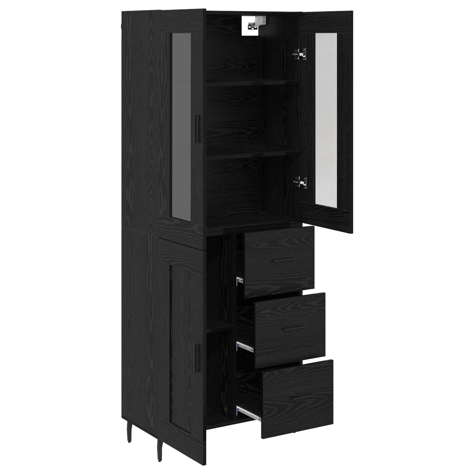 Tall cabinet with 2 drawers Black oak