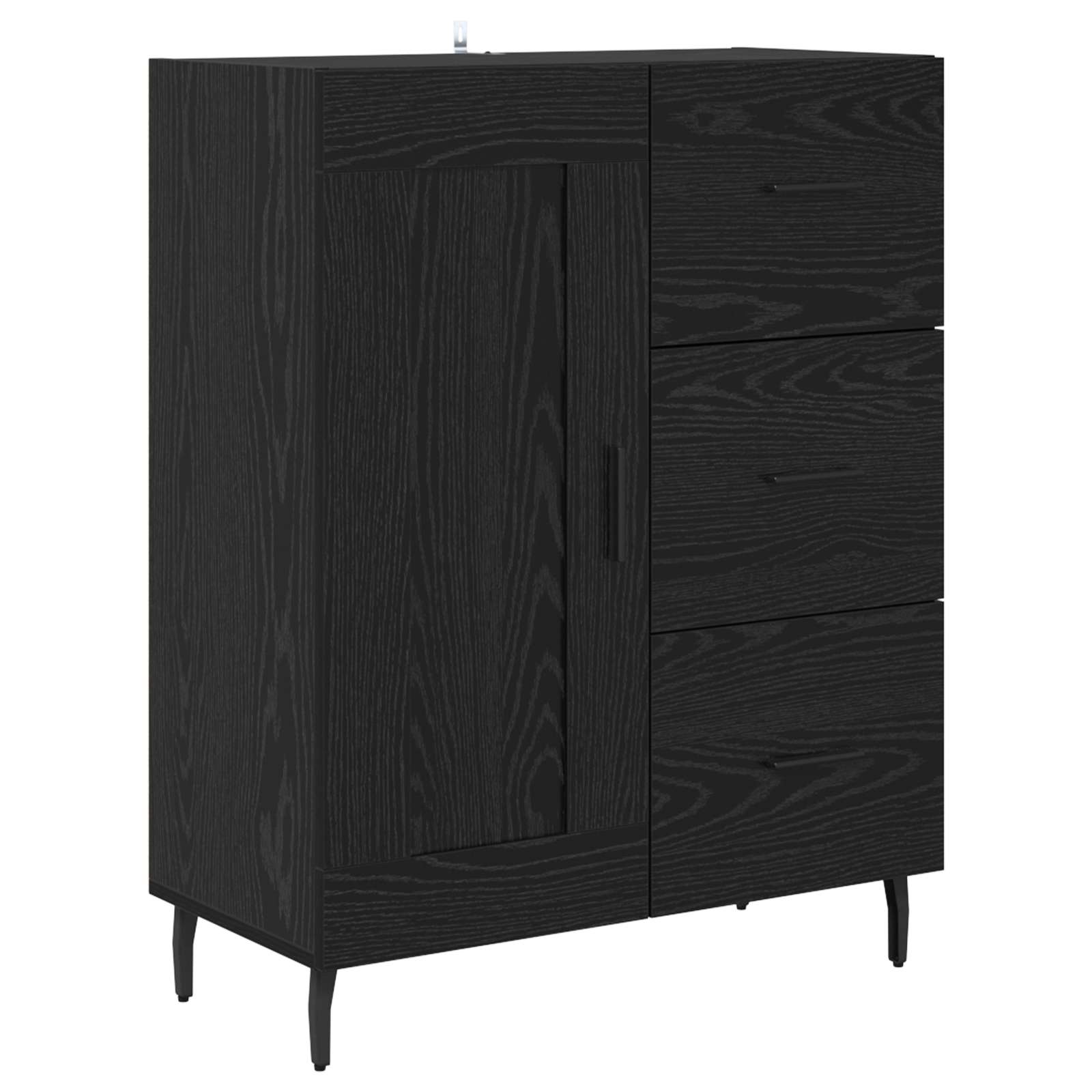 Tall cabinet with 2 drawers Black oak