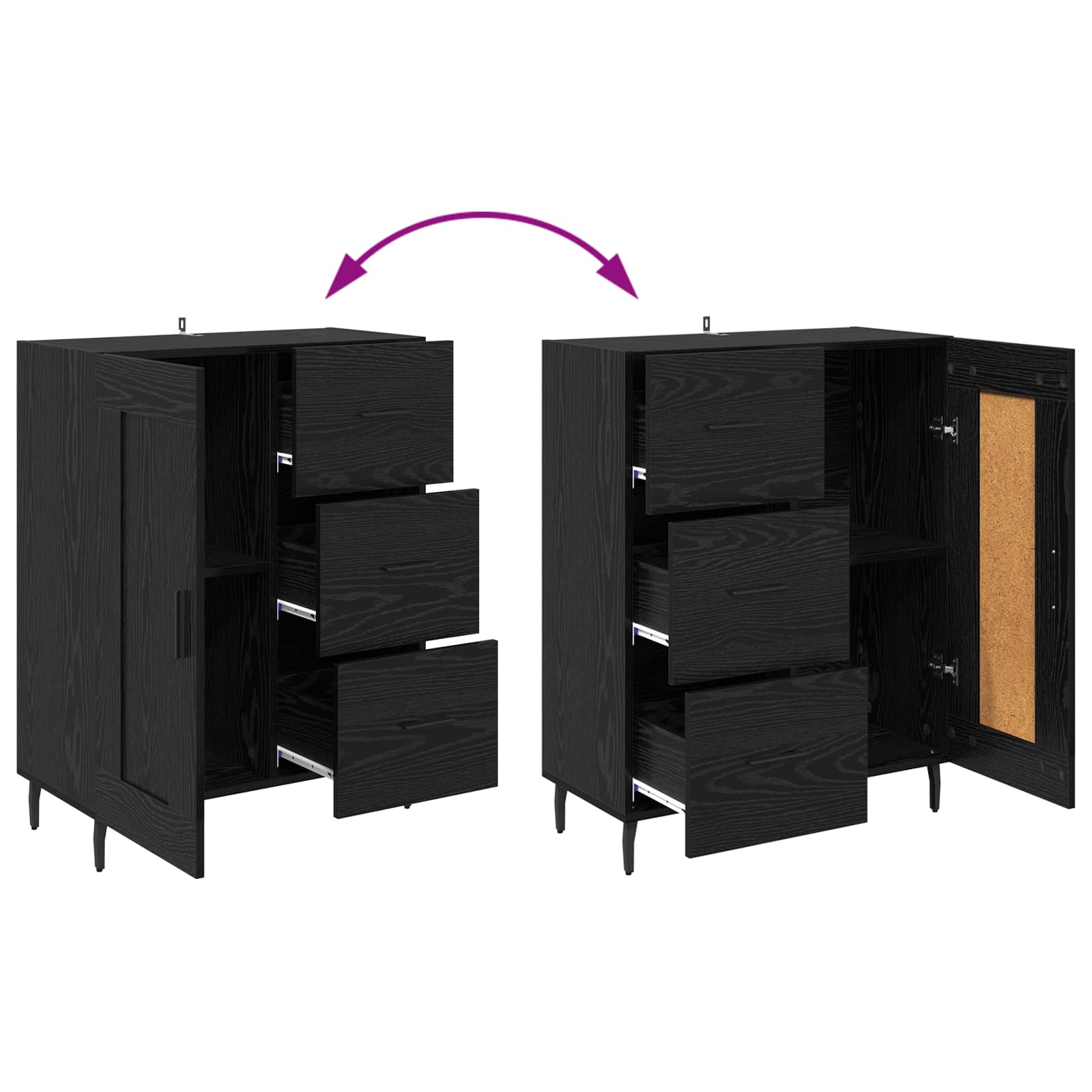 Tall cabinet with 2 drawers Black oak