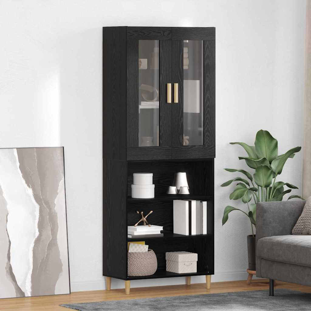 Tall cabinet 2 pcs Black oak Engineered wood