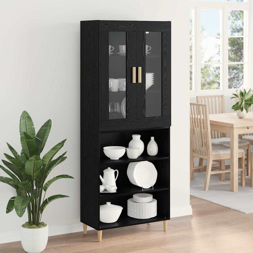 Tall cabinet 2 pcs Black oak Engineered wood