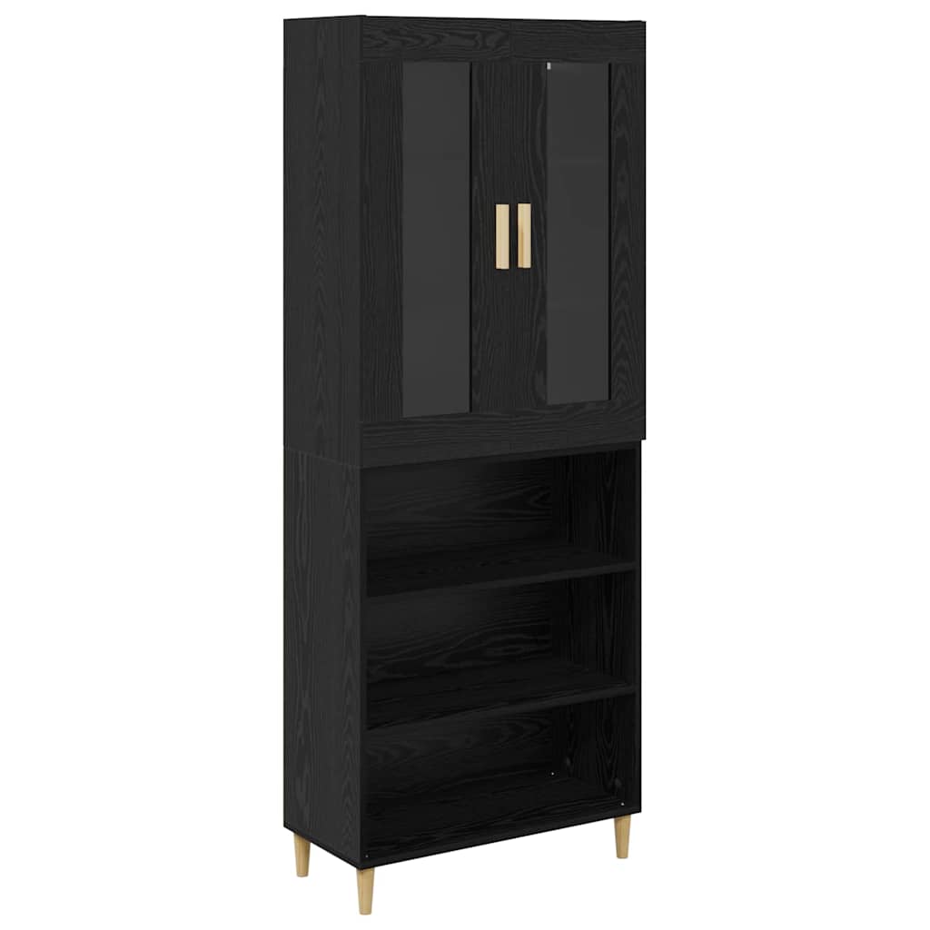 Tall cabinet 2 pcs Black oak Engineered wood
