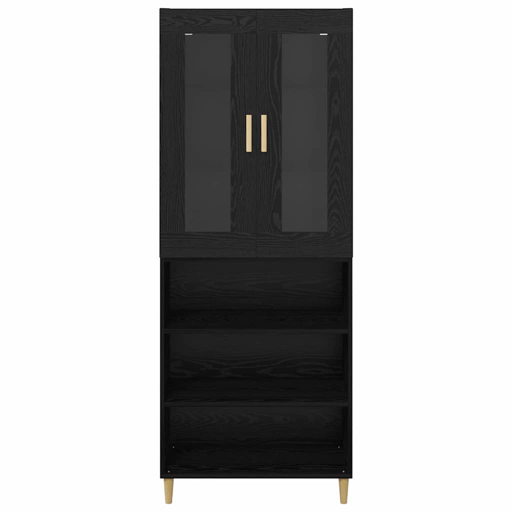 Tall cabinet 2 pcs Black oak Engineered wood