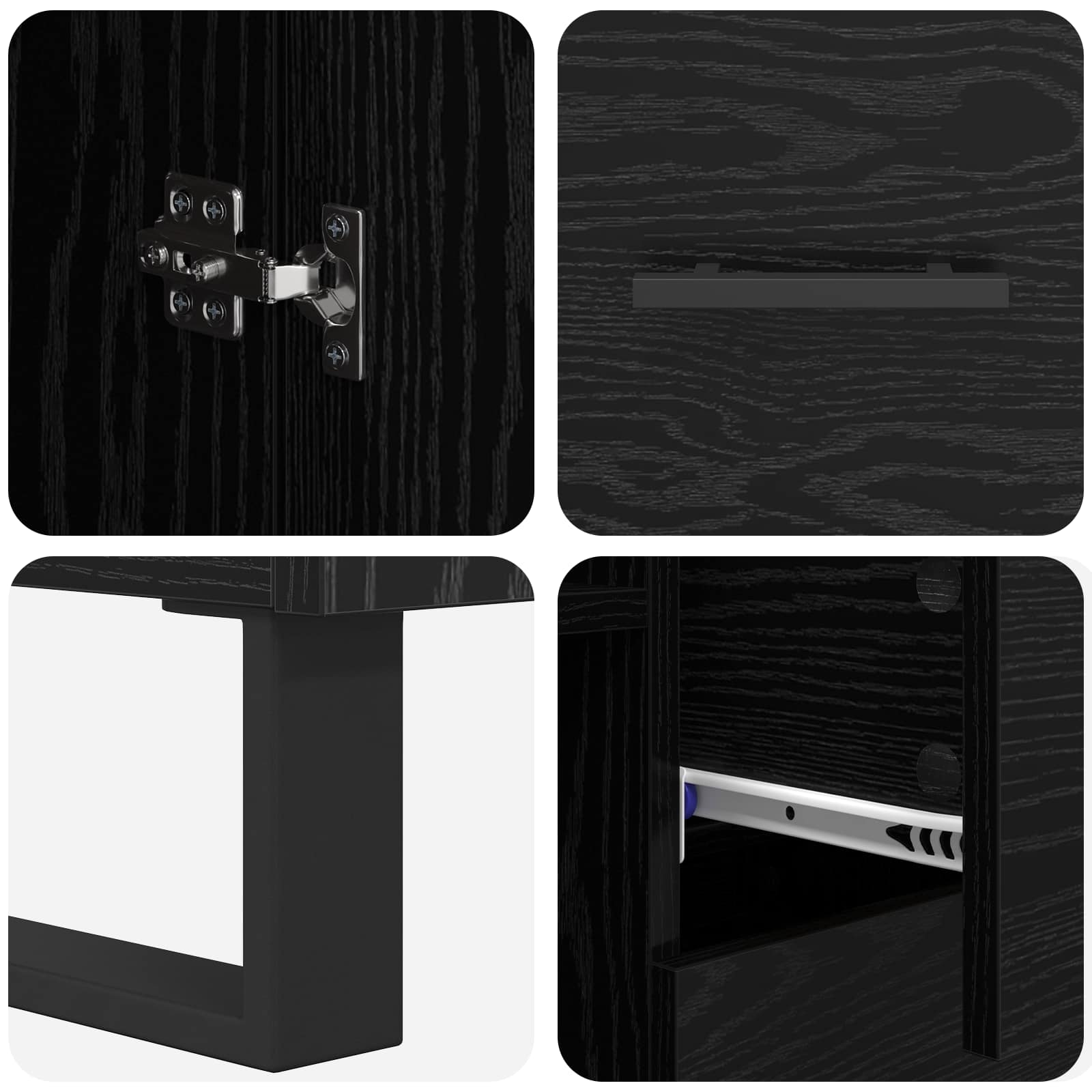 Tall cabinet with 2 drawers Black oak