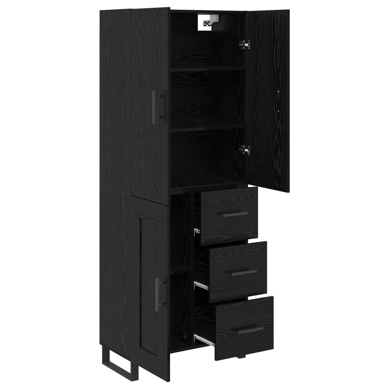 Tall cabinet with 2 drawers Black oak