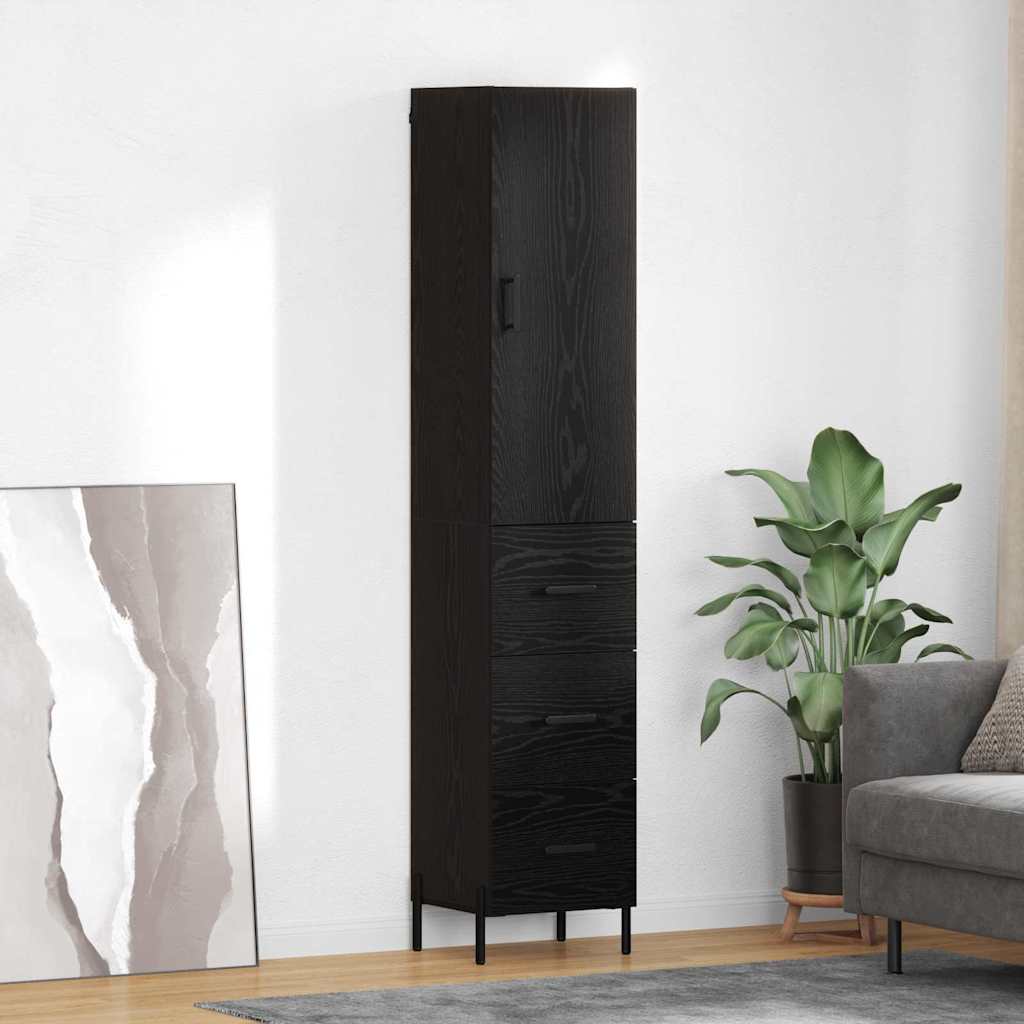 Augsts skapītis ar atvilktni Melns ozols 34,5 x 34 x 180 cm