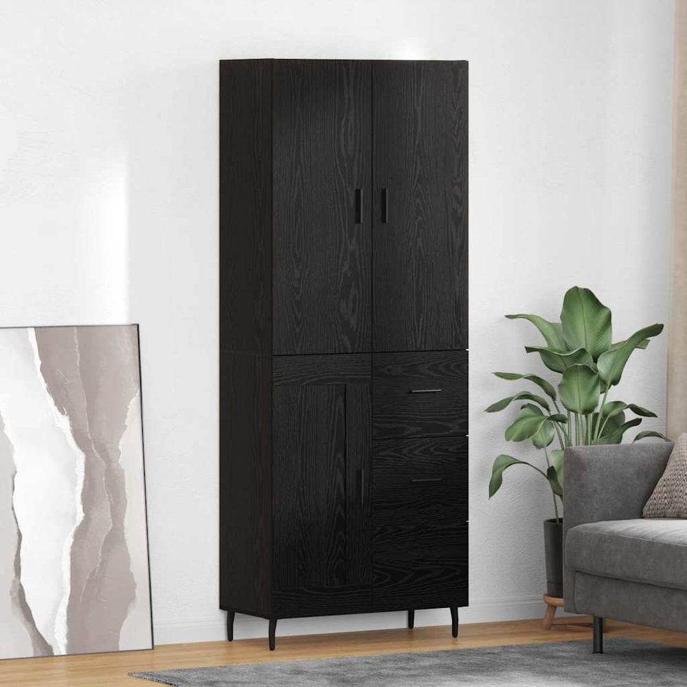 Highboard 2 pcs black oak 69.5 x 34 x 180 cm