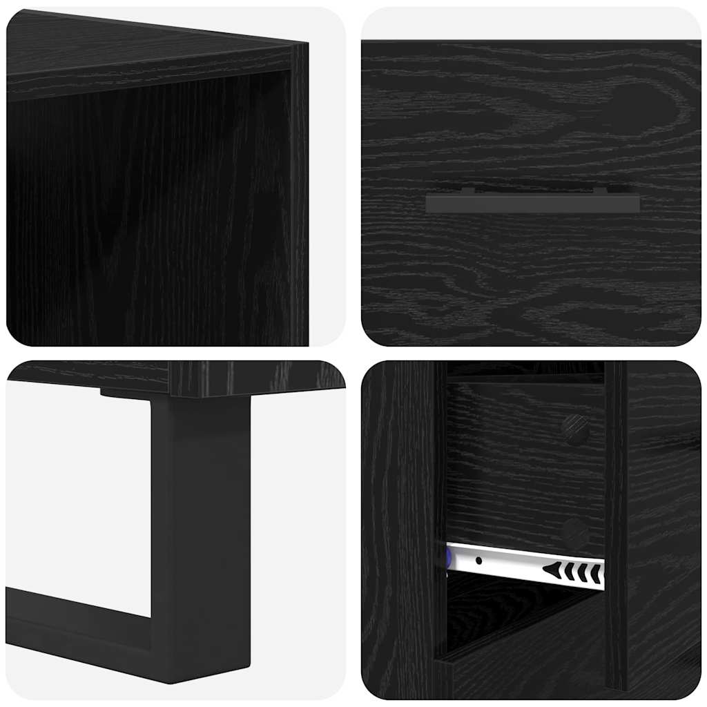 Highboard 2 pcs Black oak Engineered wood