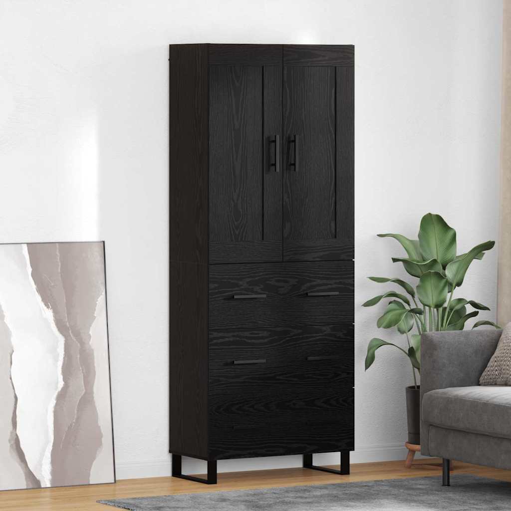 Highboard 2 pcs Black oak Engineered wood