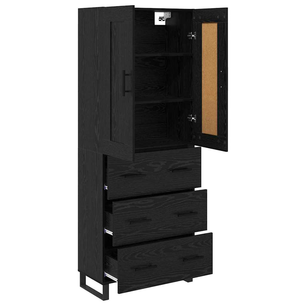 Highboard 2 pcs Black oak Engineered wood