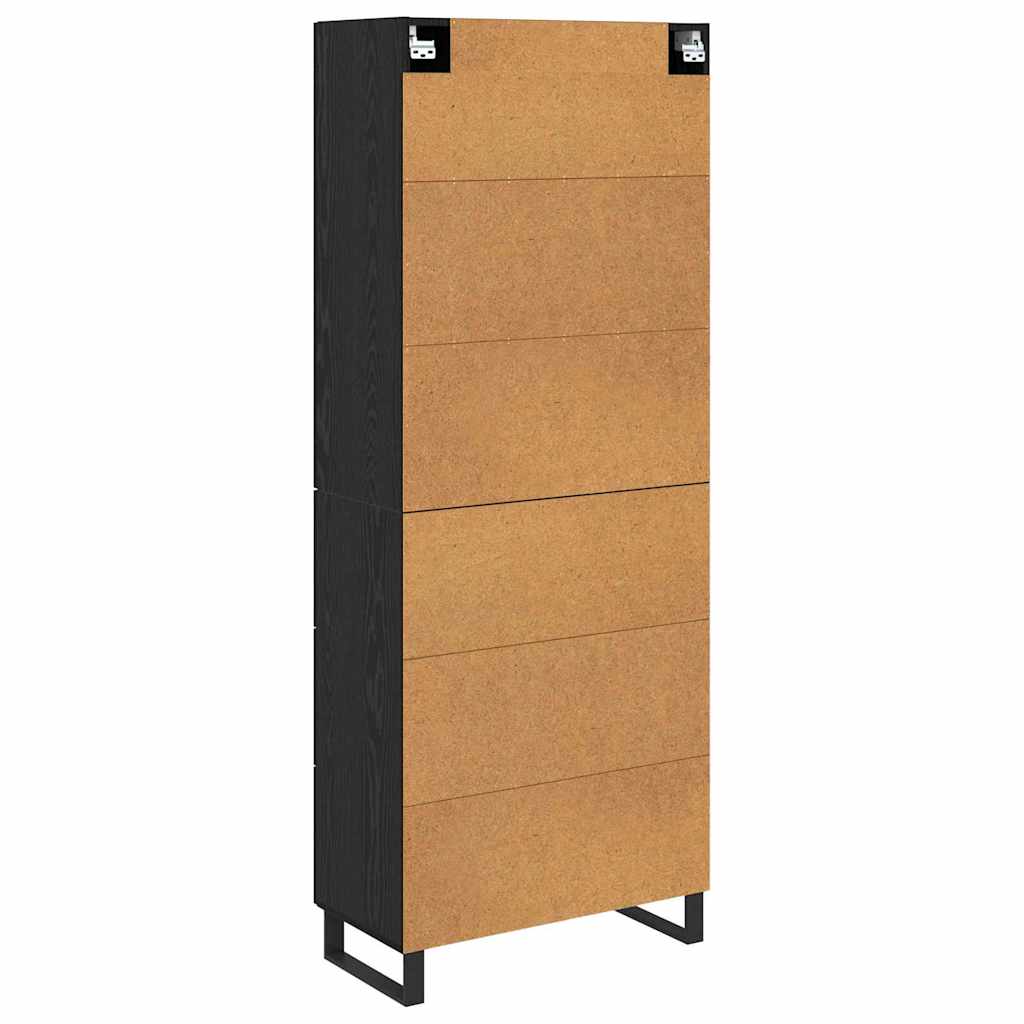 Highboard 2 pcs Black oak Engineered wood