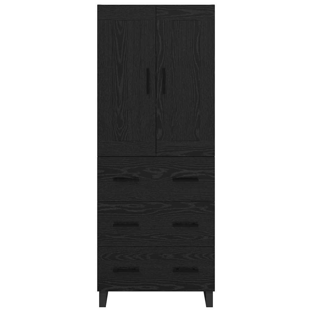 Highboard 2 pcs Black oak Engineered wood