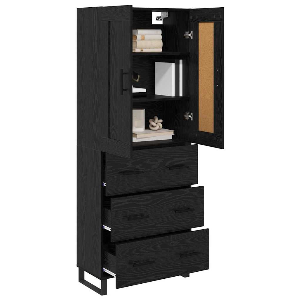 Highboard 2 pcs Black oak Engineered wood