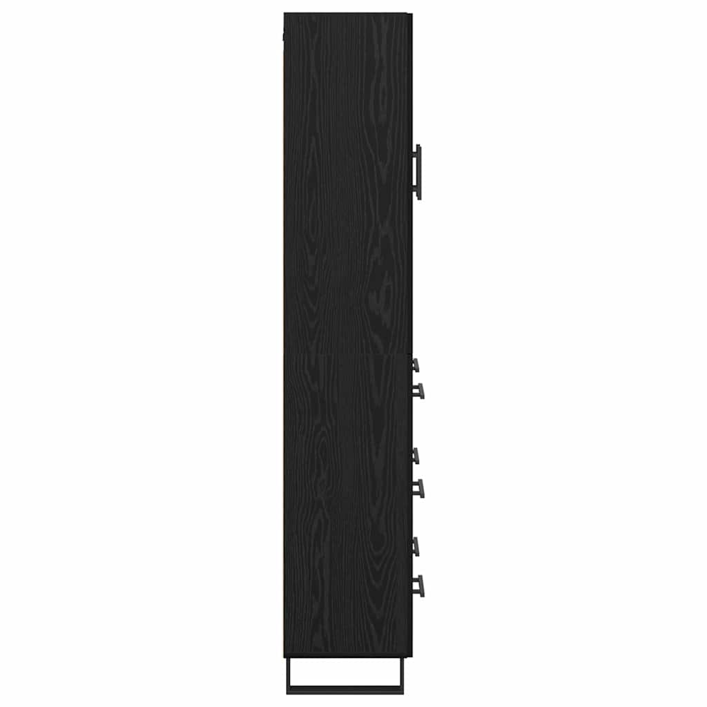 Highboard 2 pcs Black oak Engineered wood