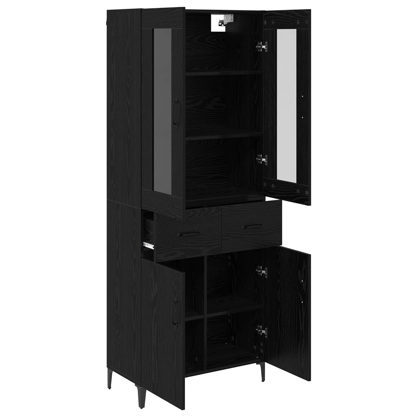 Highboard with Drawer Black Oak 69.5 x 34 x 180 cm