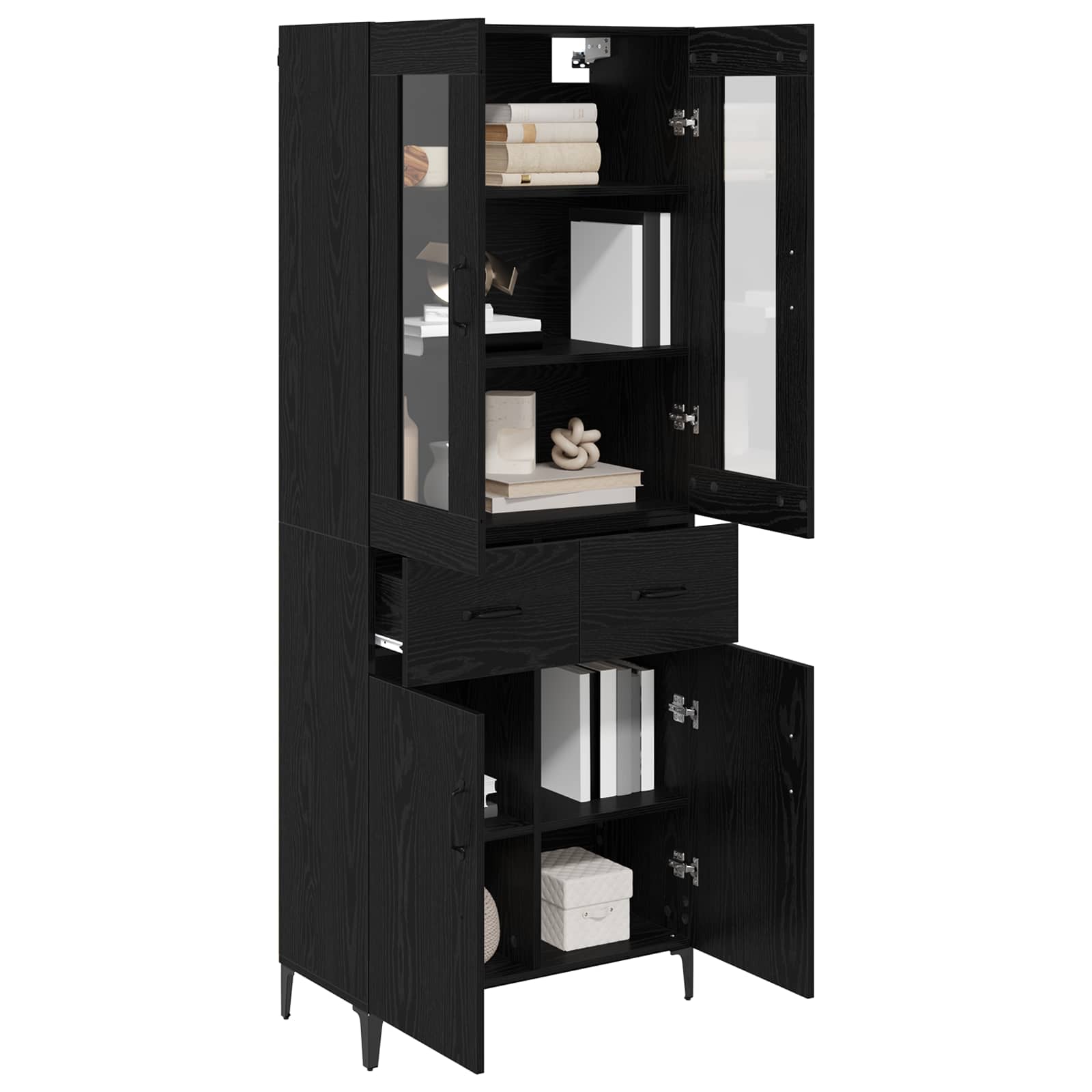 Highboard with Drawer Black Oak 69.5 x 34 x 180 cm