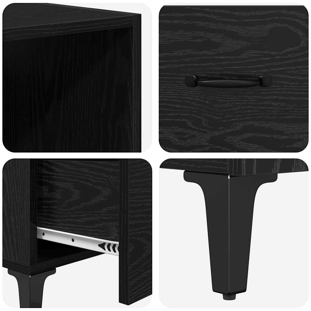 Bedside cabinet with drawer 2 pcs Black oak Engineered wood