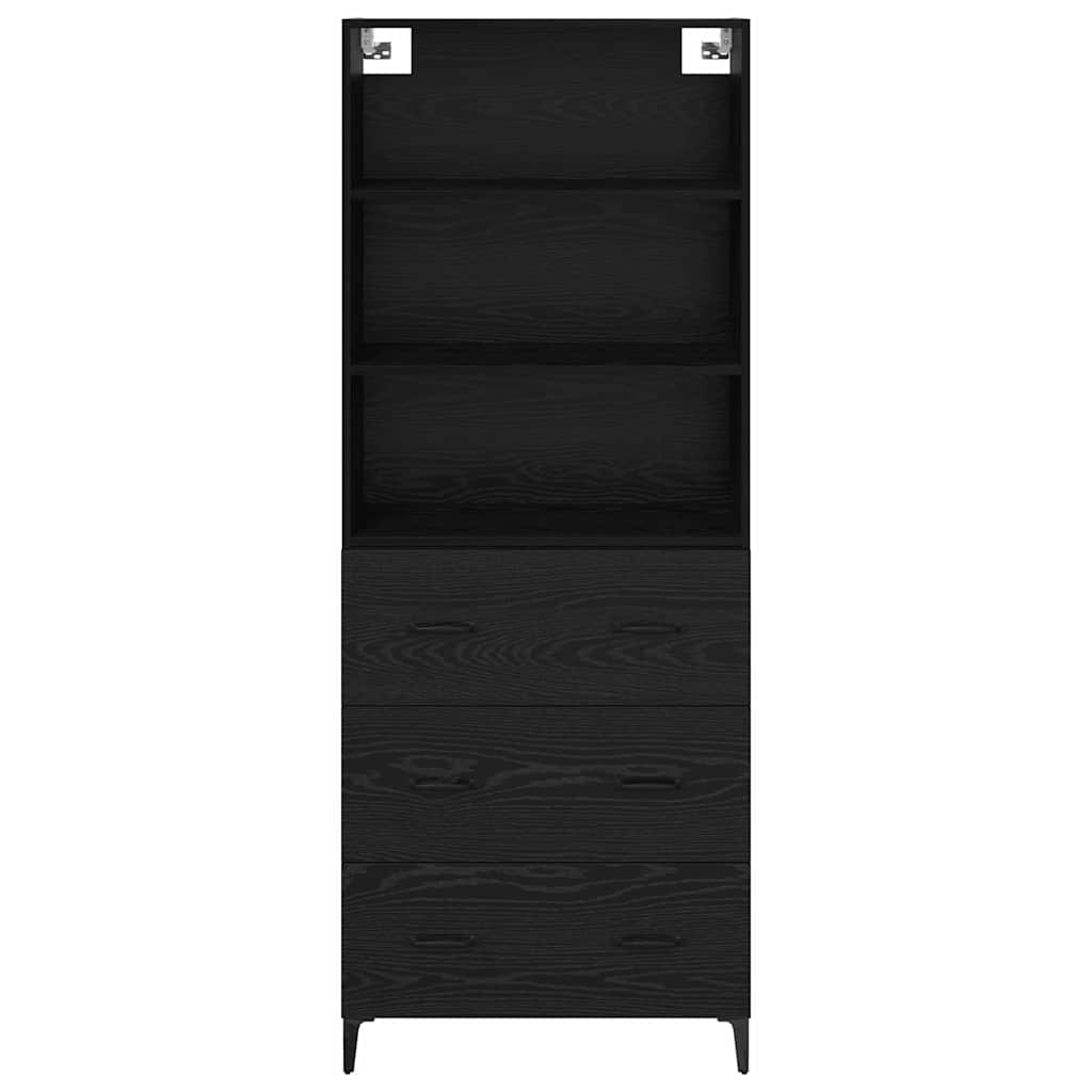 Bedside cabinet with drawer 2 pcs Black oak Engineered wood