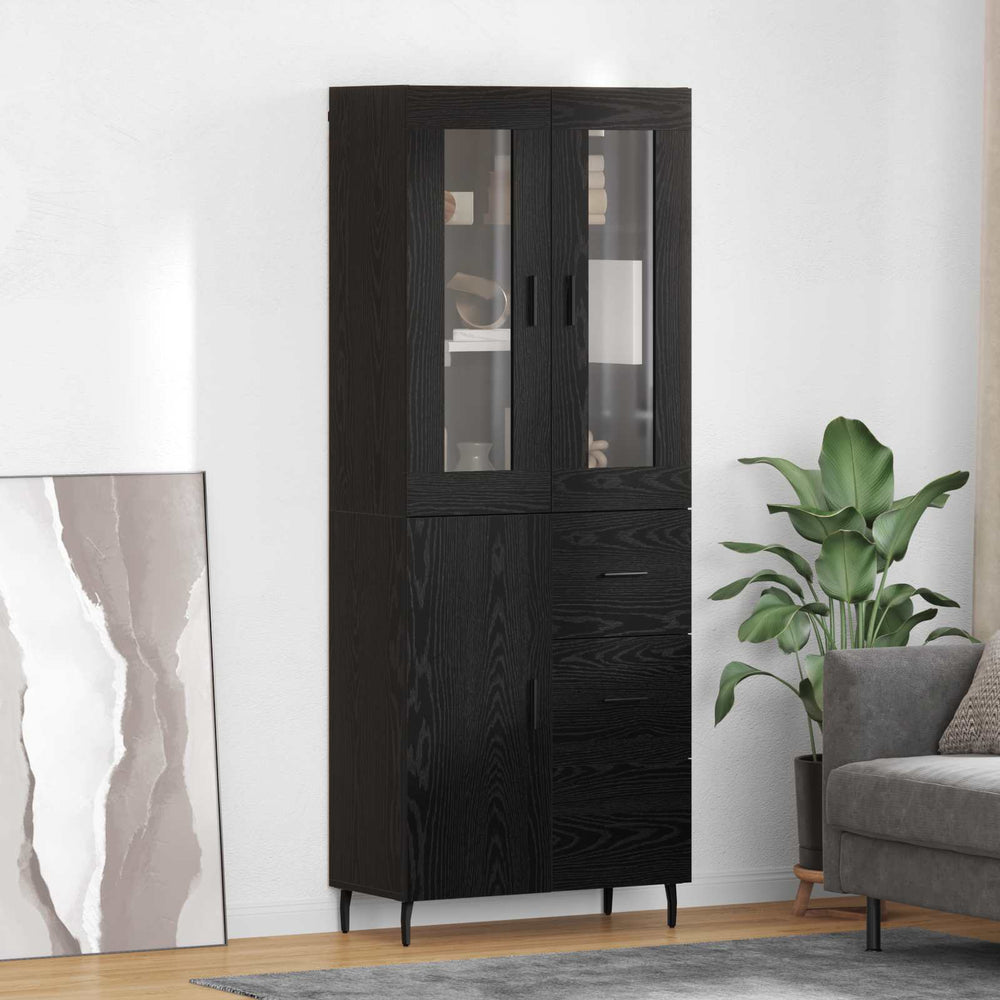 Tall cabinet with 2 drawers Black oak