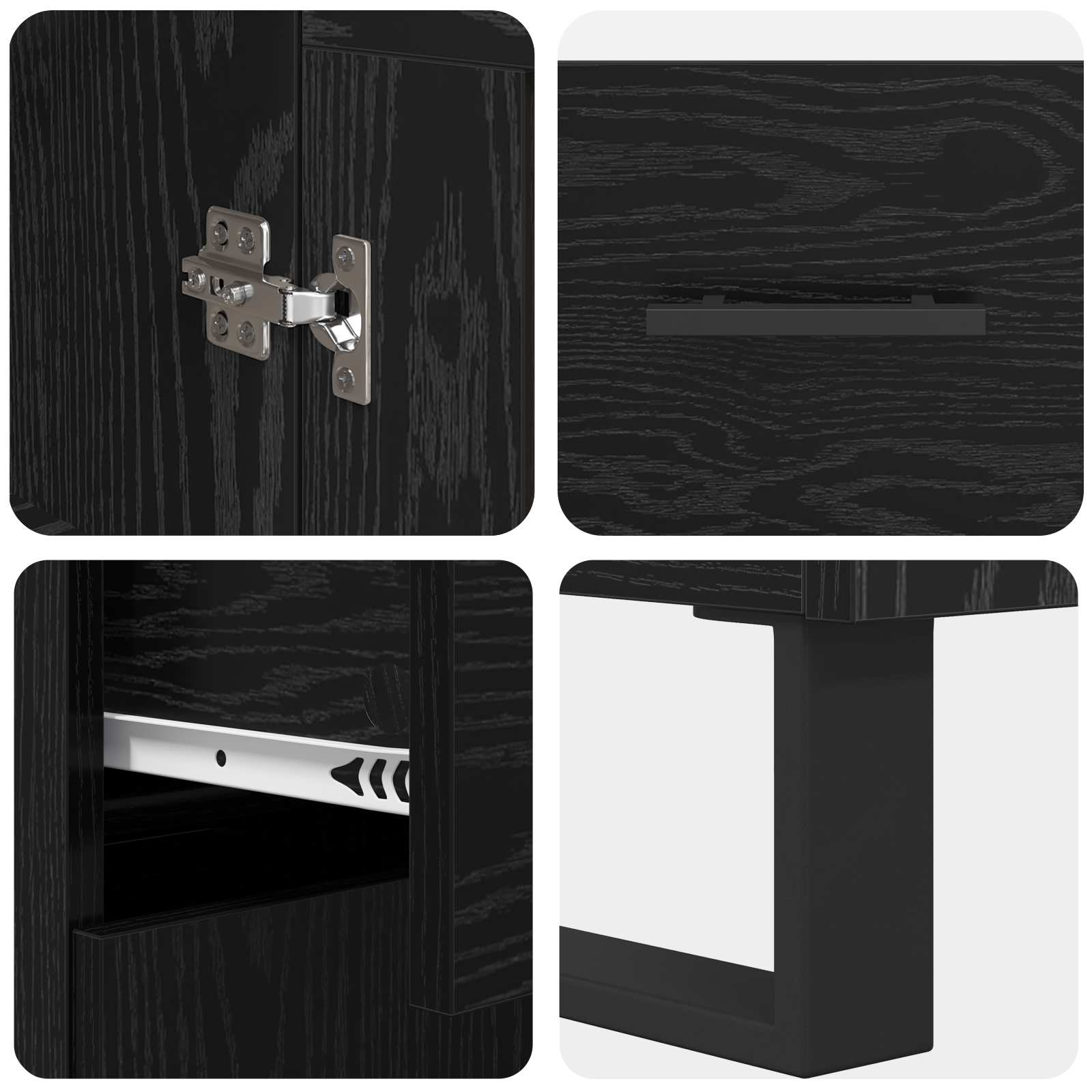 Tall cabinet with 2 drawers Black oak
