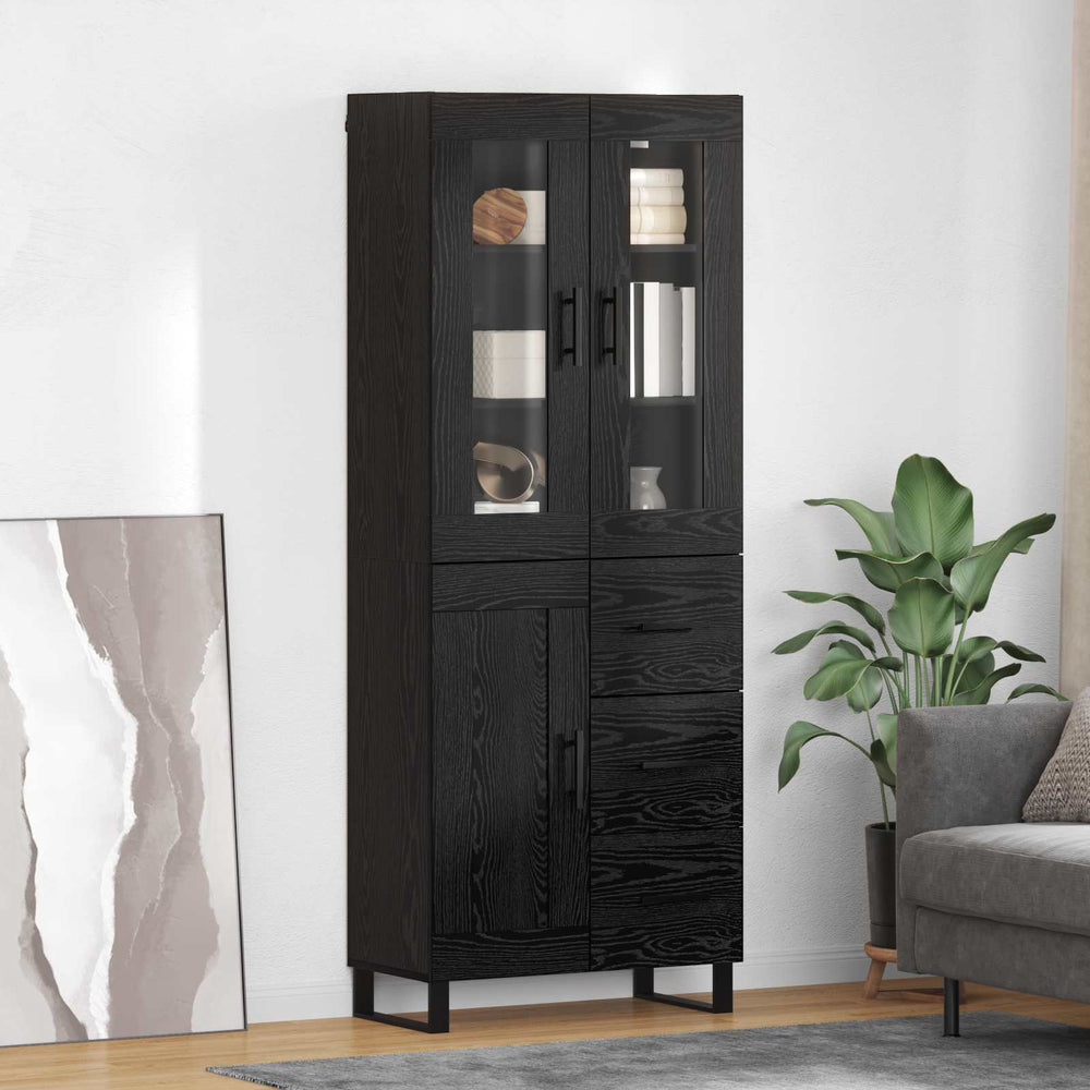 Tall cabinet with 2 drawers Black oak