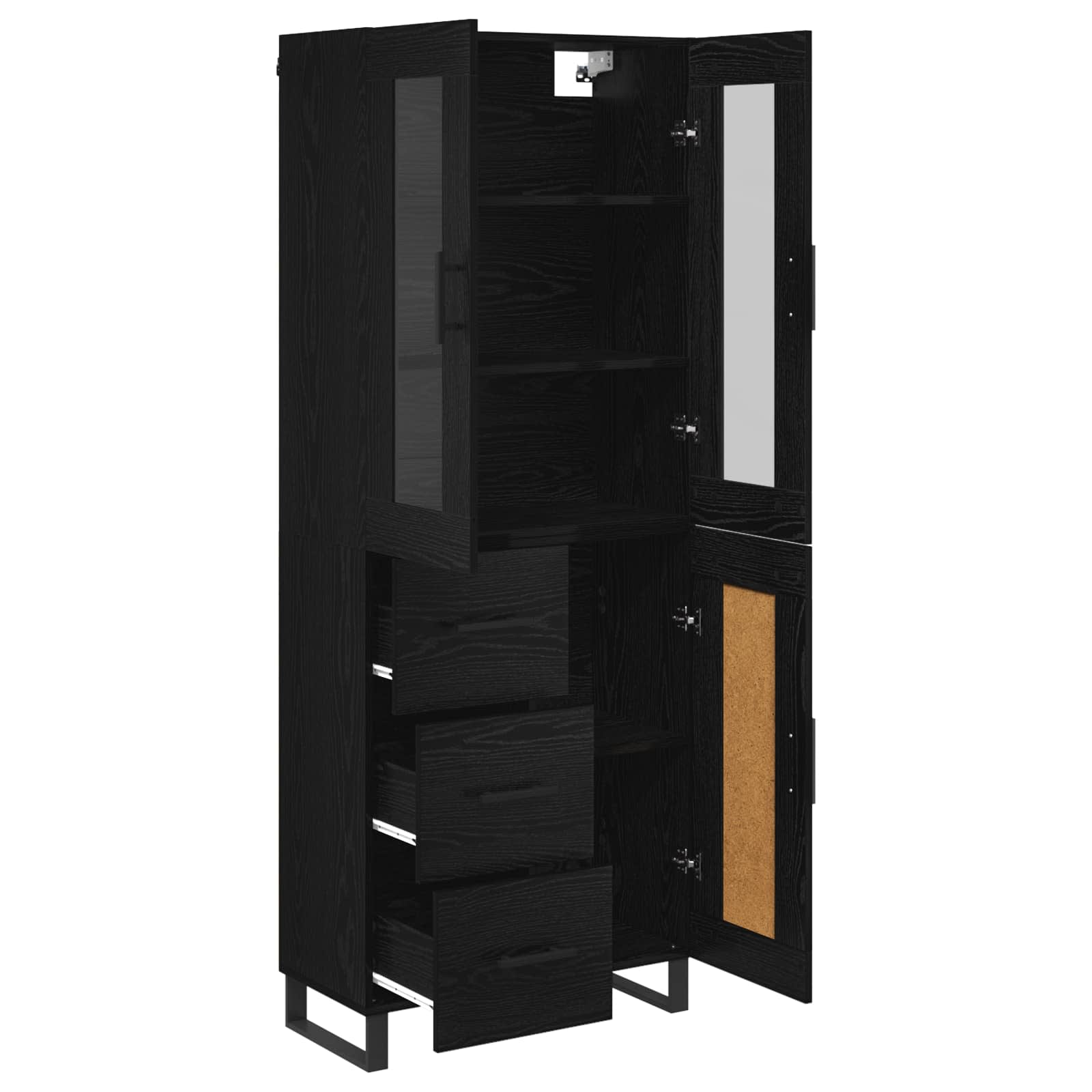 Tall cabinet with 2 drawers Black oak